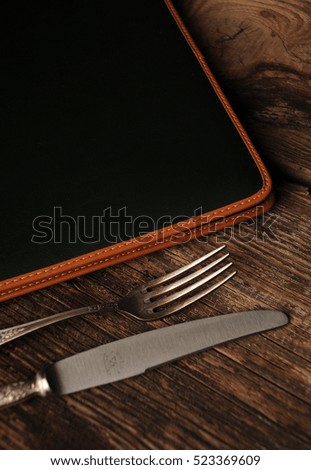 Menu on the wooden table