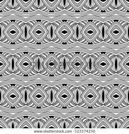 Abstract geometric pattern. Vector seamless black and white doodle hand drawn wallpapers.