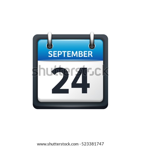 September 24. Calendar icon.Vector illustration,flat style.Month and date.Sunday,Monday,Tuesday,Wednesday,Thursday,Friday,Saturday.Week,weekend,red letter day. 2017,2018 year.Holidays.