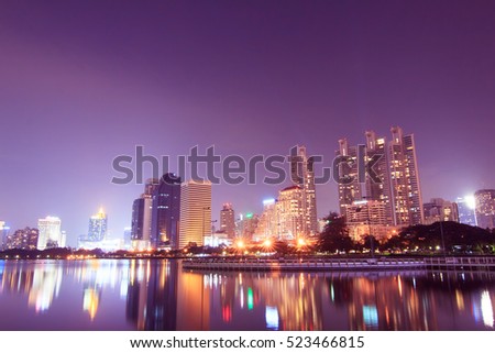 Vintage style of blur city lights background. Bokeh background.