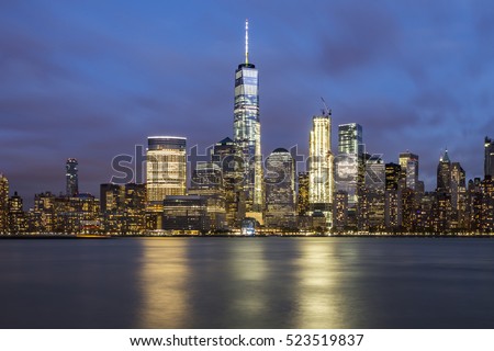 After sunset view at New York City, Manhattan  