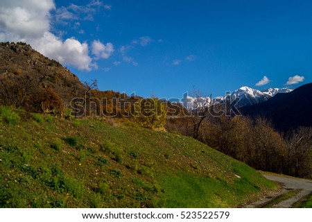 mountain landscape with snow and cloud