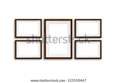 Brown frames, made of natural wood material, decor mock up