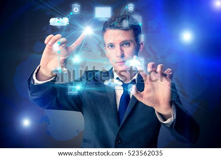 Man in cloup computing concept