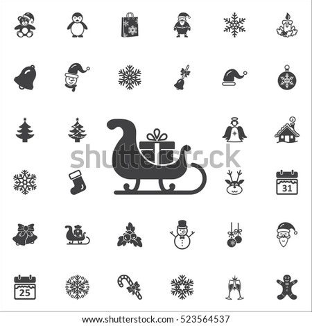 Christmas Sleigh Icon. New Year set of icons. Christmas holidays