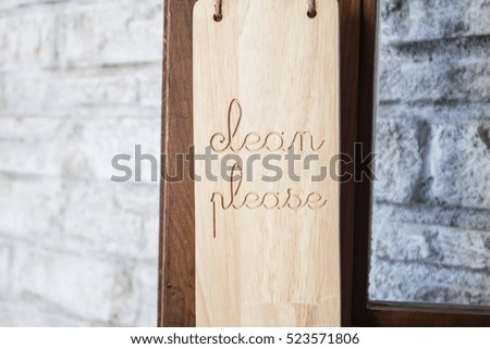 Clean Please Text on Wood Tag 