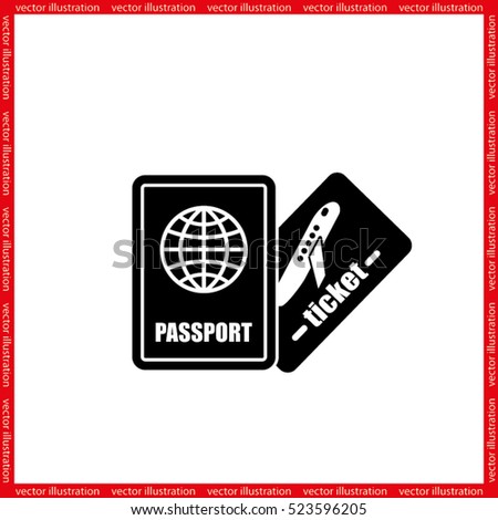 Passport and boarding pass icon vector EPS 10, abstract signs document flat design,  illustration modern isolated badge for website or app - stock info graphics