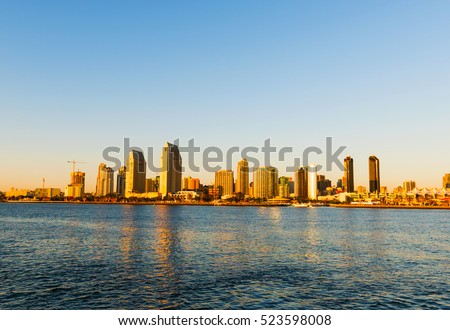 San Diego downtown at sunset, California