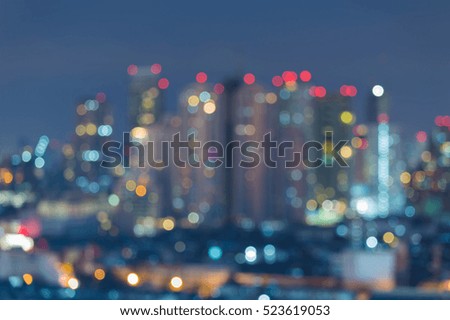 Blurred abstract lights city building at night
