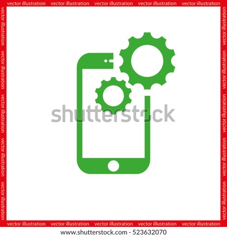 Smartphone and gears icon vector EPS 10. The image settings of the phone in a flat style.