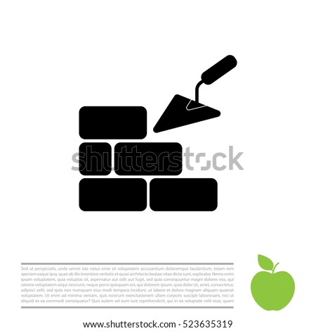 Vector icons brickwork and building trowel Royalty-Free Stock Photo #523635319