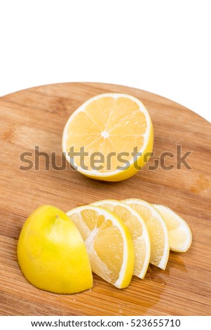 Closeup macro lemon slices citrus