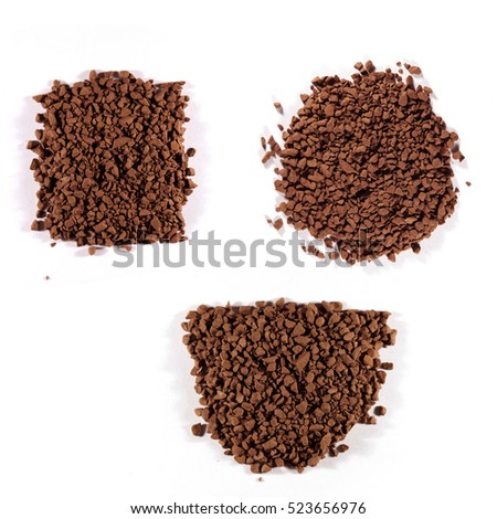 Granulated Instant Coffee Isolated on White Background. Top view.