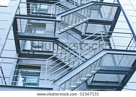 external fire escapes in a modern building Royalty-Free Stock Photo #52367131