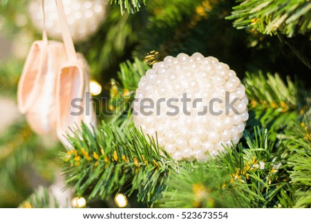 Beautiful Christmas picture with Christmas tree and ball