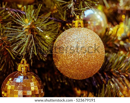 Beautiful Christmas picture with Christmas tree and ball