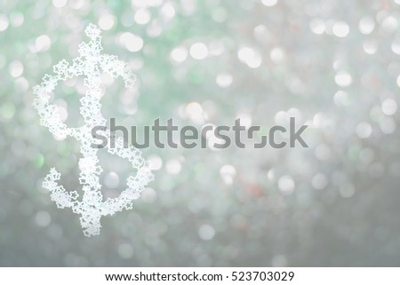 Abstract picture of Christmas decoration in dollar sign symbol for background, greeting cards, happiness festival, New years wishes sent to everyone you love