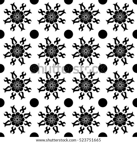 Flower seamless pattern. Fashion graphic background design. Modern stylish abstract texture. Monochrome template for prints, textiles, wrapping, wallpaper, website etc. Vector illustration
