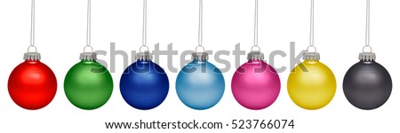 Christmas baubles isolated on white background. RGB+CMYK Royalty-Free Stock Photo #523766074