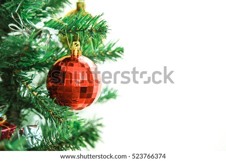 Christmas background and decorated tree isolated on white background.