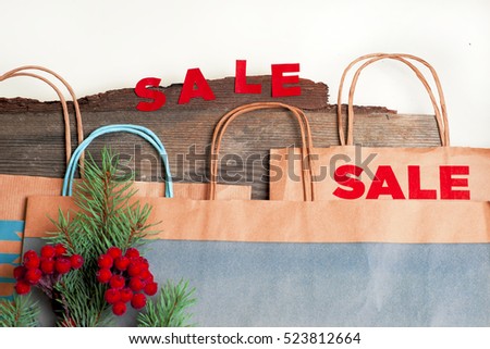 Christmas Gift Bags. hot Sale and pine branches