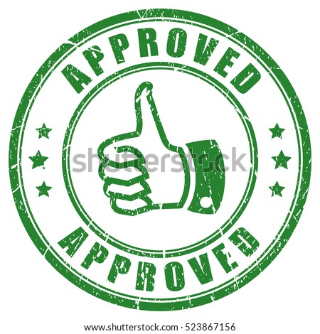 Approved rubber stamp vector illustration on white background. Approved vector stamp icon. Royalty-Free Stock Photo #523867156