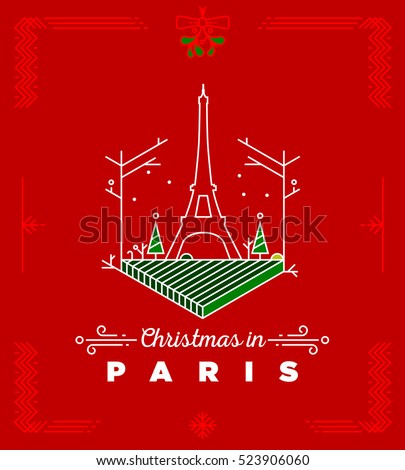 Christmas in Paris Monogram Vector Design Template