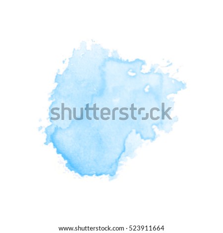 Vector watercolor splash texture  background isolated. Hand-drawn blob, spot. Watercolor effects. Blue winter seasonal colors abstract background.
