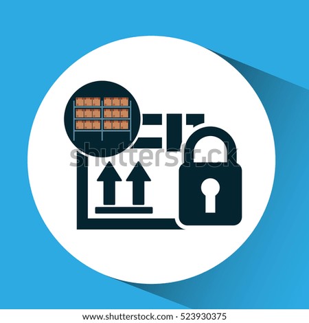 warehouse box padlock security icon vector illustration eps 10
