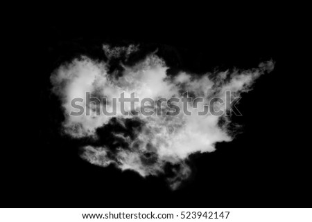 Cloud isolated on black background. Textured Smoke, Brush effect clouds, Abstract white 