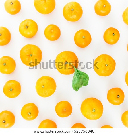 Mandarin. Flat lay. White Background