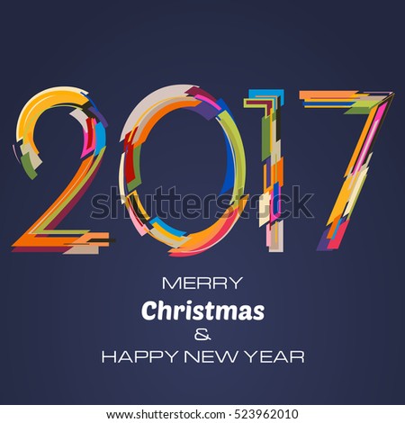Happy New Year 2017 Background. New Year and Xmas Design Element Template. Vector Illustration.
