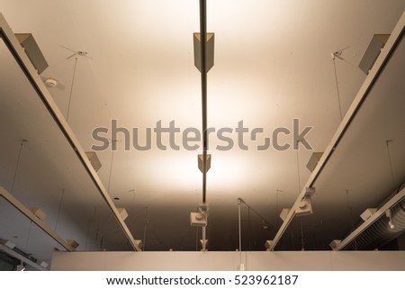 Light Racks Fluorescent Modern Ceiling Decoration Architecture Abstract Perspective Hanging White