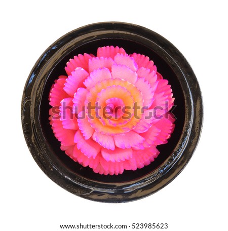 Aroma beautiful flower fancy soaps in cup isolated on white
