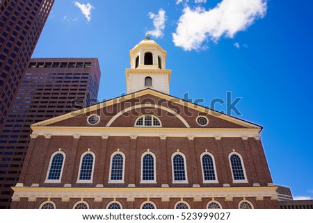 Faneuil Hall in Government Center in downtown Boston, Massachusetts, the United States.