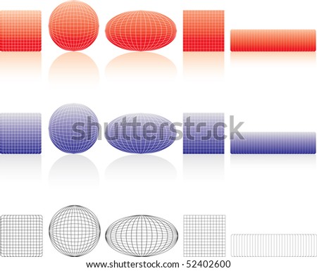 Colourful skeletons, buttons set. Isolated on a white background, with reflexion. Vector illustration (EPS8). All parts (object) closed, possibility to edit.