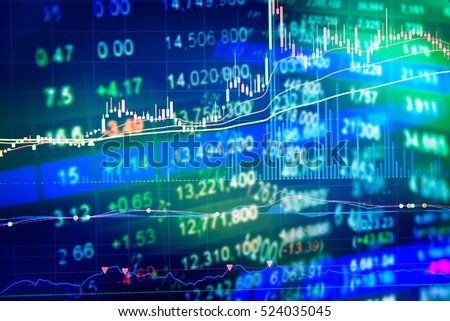 Business success and growth concept. Stock market business graph chart on digital screen. Stock Market Prices. Candle stick stock market tracking for Forex market, Gold market and Crude oil market.