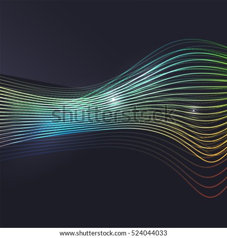 Smoke colorful vector wave on dark background with glowing and effects