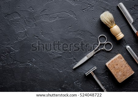 Tools for cutting beard barbershop top view Royalty-Free Stock Photo #524048722