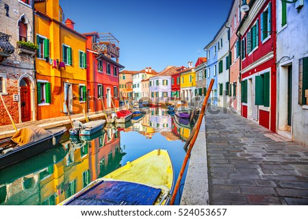 Colorful houses in Burano, Venice, Italy Royalty-Free Stock Photo #524053657