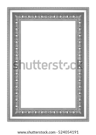 The antique silver frame on white background