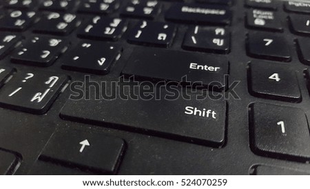 Close up key shift of thai keyboard of a laptop.