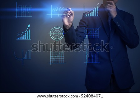 Closeup image of businessman drawing graph,business strategy as concept