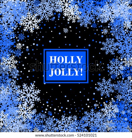 Snowflakes Banner for Christmas and New Year Design. Holly Jolly card. Vector Illustration.