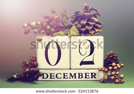 December Save the Date calendar for birthdays, special occasions, holidays, weddings, website events, or Christmas Advent calendar days, one for each day, with applied filters and added light leaks.