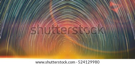 Star trails movement at night with abstract fantasy light.