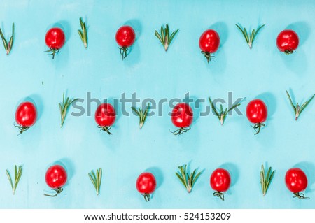 cherry tomatoes pattern with rosemary 