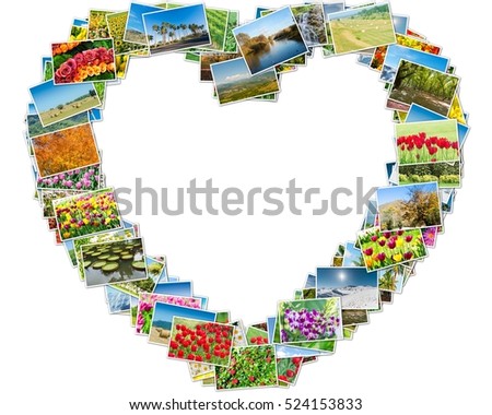Various nature photos arranged in heart frame