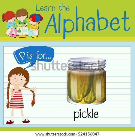 Flashcard letter P is for pickle illustration