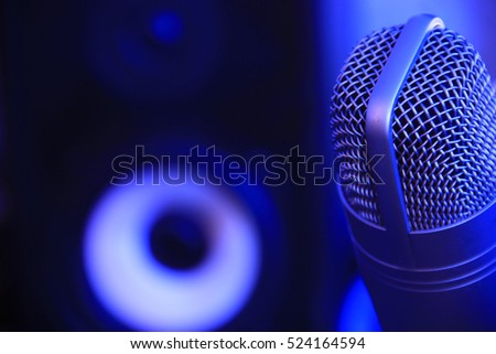 Condenser microphone. Neon light